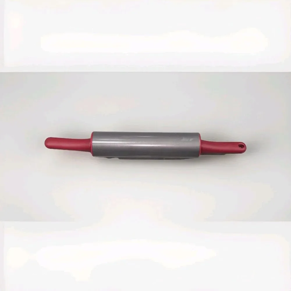 KitchenAid Silver‎ Carbon Steel Rolling Pin with Off-Set Red Nylon Handles